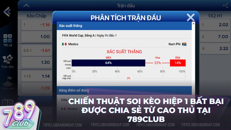 Áp dụng ngay chiến thuật soi kèo hiệp 1 đỉnh cao để thắng lớn tại 789Club